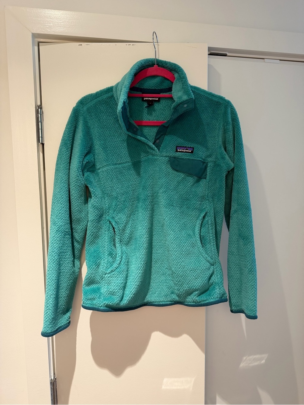 Patagonia women’s re took snap t pulloverTeal Fleece Jacket size small